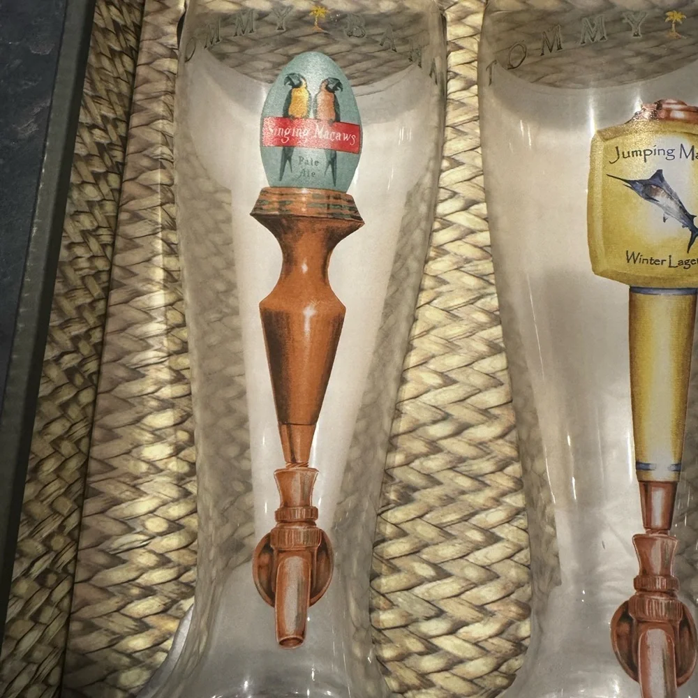 Tommy Bahama Colorful Beer Tap Handle Glass Set